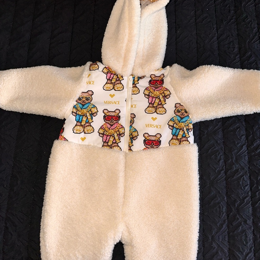 Versace Cream and Multicolor Teddy Bear Footie